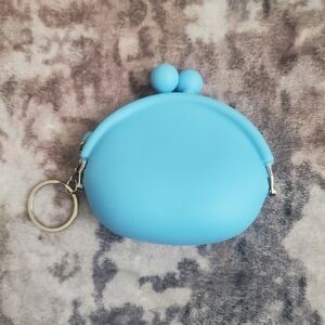 Cute Blue Silicone Coin Change Purse Kiss Closure